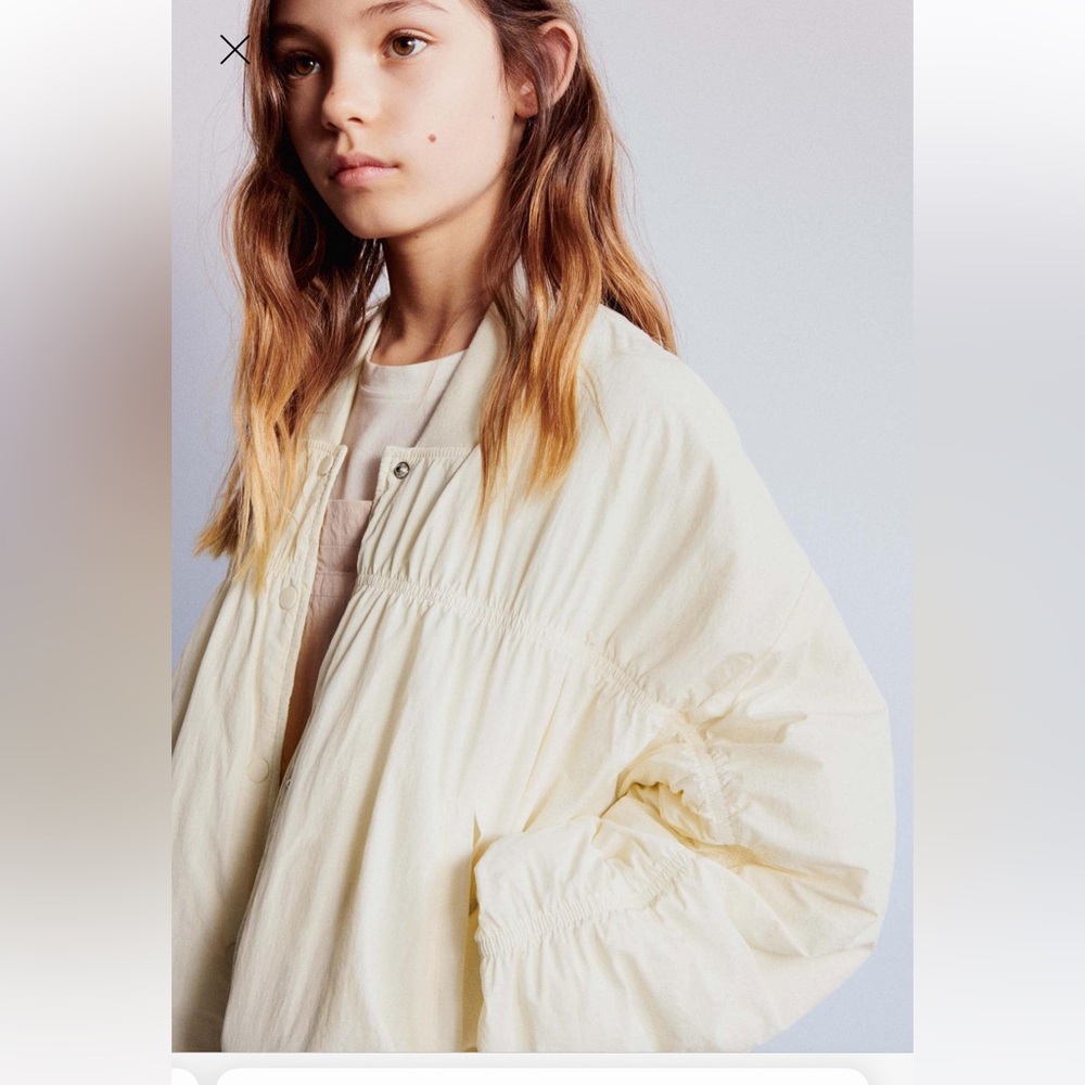 Zara Off White Bomber Jacket Oversized 11-12  Big Girl
